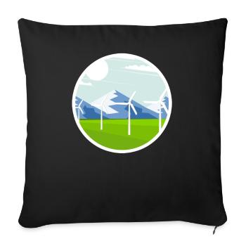 Mountains and wind energy Sustainable energy - Sofa pillowcase 17,3'' x 17,3'' (45 x 45 cm) - black - Front