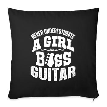 Guitare basse - Housse de coussin décorative 45 x 45 cm - noir - Devant
