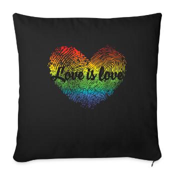 L'amour est l'amour LGBT Pride Fingerprint Heart Supports - Housse de coussin décorative 45 x 45 cm - noir - Devant