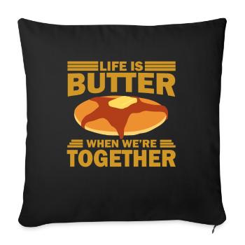 Pancakes pancake gift I breakfast pancake - Sofa pillowcase 17,3'' x 17,3'' (45 x 45 cm) - black - Front