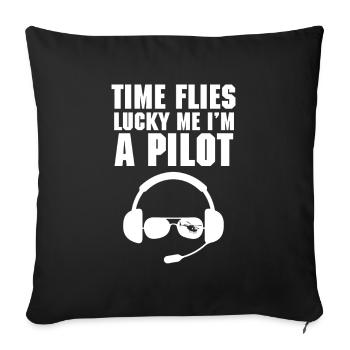 Hélicoptère Pilote Cadeau I hélicoptère - Housse de coussin décorative 45 x 45 cm - noir - Devant