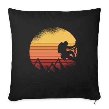 Escalade rétro cadeau I grimpeur mousqueton - Housse de coussin décorative 45 x 45 cm - noir - Devant