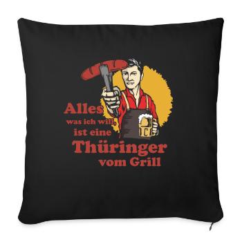 Thüringer vom Grill - Sofakissenbezug 45 x 45 cm - Schwarz - Vorne