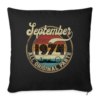 September 1974 All Original Parts Vintage Sunset - Sofa pillowcase 17,3'' x 17,3'' (45 x 45 cm) - black - Front