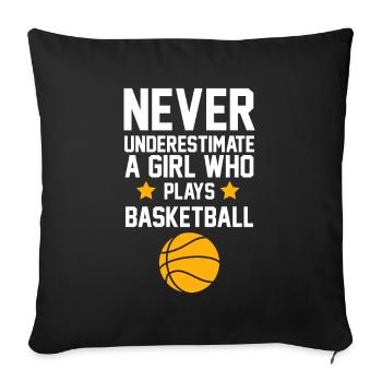 Basketball Spieler Mädchen Geschenk I Streetball - Sofakissenbezug 45 x 45 cm - Schwarz - Vorne