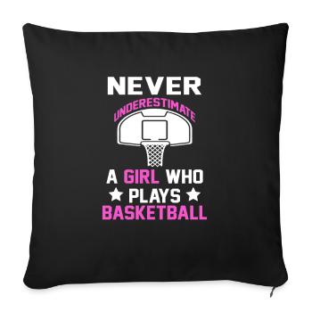 Basketball Spieler Mädchen Geschenk I Streetball - Sofakissenbezug 45 x 45 cm - Schwarz - Vorne