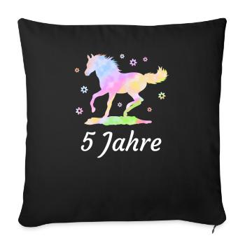 Geburtstag 5 Jahre Pferd Reiterin Mädchen Geschenk - Sofakissenbezug 45 x 45 cm - Schwarz - Vorne