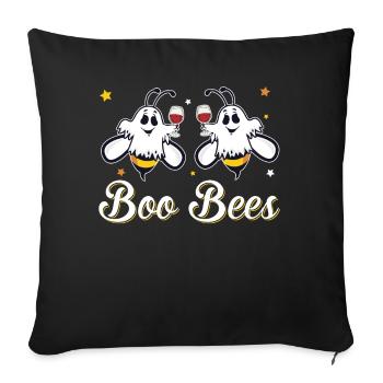 Boo Bees Wine Drinking Funny Halloween Bee Lovers - Housse de coussin décorative 45 x 45 cm - noir - Devant