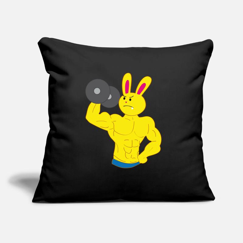 Une barre de formation de biceps de bodybuilder de lapin de dent Housse de coussin décorative 45 x 45 cm