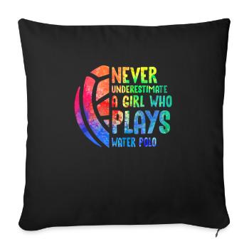 Cadeau de fille de water-polo - Housse de coussin décorative 45 x 45 cm - noir - Devant