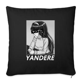 Yandere Anime Japan Manga Girl Comic Cute - Housse de coussin décorative 45 x 45 cm - noir - Devant