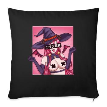 Anime Manga Mädchen Japan Brüste Cosplay Kultur - Sofakissenbezug 45 x 45 cm - Schwarz - Vorne