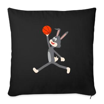 Toon bunny basketball volant dans les airs trempant - Housse de coussin décorative 45 x 45 cm - noir - Devant
