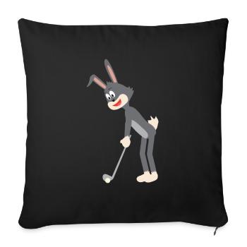 Cartoon bunny hitting the golf ball - Sofa pillowcase 17,3'' x 17,3'' (45 x 45 cm) - black - Front