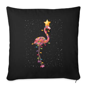 Flamingo Ornements De Noël Arbre Drôle Sarcasme - Housse de coussin décorative 45 x 45 cm - noir - Devant