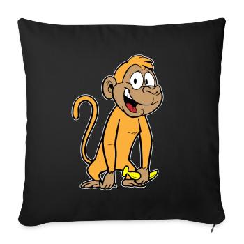Monkey with banana - Sofa pillowcase 17,3'' x 17,3'' (45 x 45 cm) - black - Front