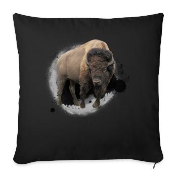 Bison buffalo cattle design illustration gift - Sofa pillowcase 17,3'' x 17,3'' (45 x 45 cm) - black - Front