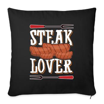 I love steak grilling meat beef - Sofa pillowcase 17,3'' x 17,3'' (45 x 45 cm) - black - Front