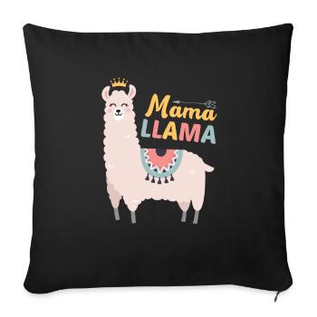Mama Llama - Sofa pillowcase 17,3'' x 17,3'' (45 x 45 cm) - black - Front