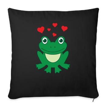 Grenouille Avec cœur grenouilles coeur cadeau - Housse de coussin décorative 45 x 45 cm - noir - Devant