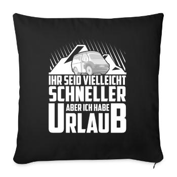 Camper Bus Van Geschenk I Caravan Camping - Sofakissenbezug 45 x 45 cm - Schwarz - Vorne