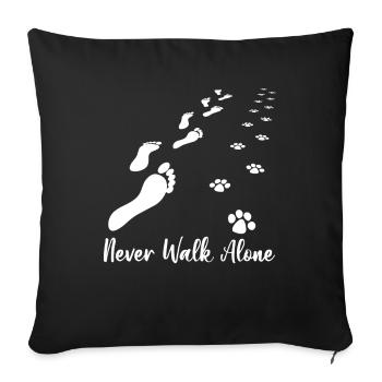 Never Walk Alone Dog Lovers Footprints - Sofakissenbezug 45 x 45 cm - Schwarz - Vorne