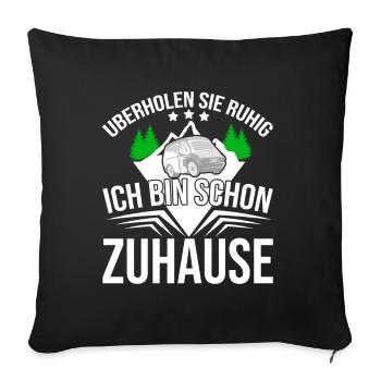 Camper Bus Van Geschenk I Caravan Camping - Sofakissenbezug 45 x 45 cm - Schwarz - Vorne