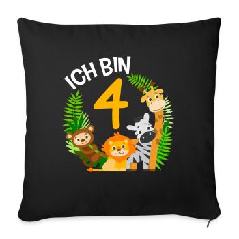 4th Birthday Birthday Shirt Jungle Fourth - Sofa pillowcase 17,3'' x 17,3'' (45 x 45 cm) - black - Front