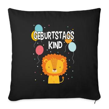 Birthday child birthday children's birthday lion - Sofa pillowcase 17,3'' x 17,3'' (45 x 45 cm) - black - Front