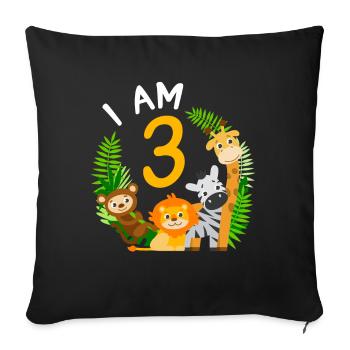 3. Geburtstag Geburtstagsshirt Dschungel Dritter - Sofakissenbezug 45 x 45 cm - Schwarz - Vorne