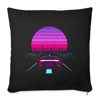 Retro Wave Sport Auto 80s gift - Sofa pillowcase 17,3'' x 17,3'' (45 x 45 cm) - black - Front