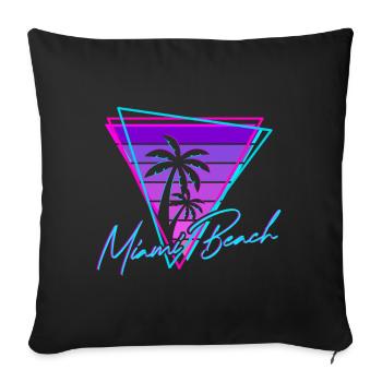 Retro Miami Beach Vintage 80s Beach Gift - Sofa pillowcase 17,3'' x 17,3'' (45 x 45 cm) - black - Front