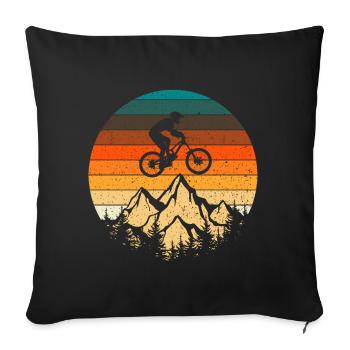 Mountain bike downhill retro vintage gift - Sofa pillowcase 17,3'' x 17,3'' (45 x 45 cm) - black - Front