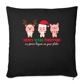 Merry Vegan Christmas Coz Peace Begins On Your - Sofakissenbezug 45 x 45 cm - Schwarz - Vorne