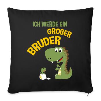Ich Werde Ein Großer Bruder Dinosaurier Dino - Sofakissenbezug 45 x 45 cm - Schwarz - Vorne
