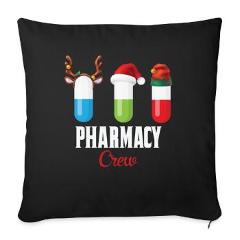 Pharmacy Crew Funny Christmas Gift for Pharmacist - Sofa pillowcase 17,3'' x 17,3'' (45 x 45 cm) - black - Front