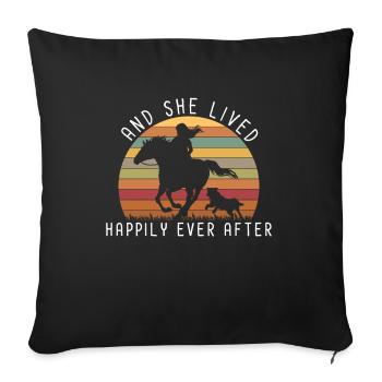 L'amour des chiens et des chevaux - Housse de coussin décorative 45 x 45 cm - noir - Devant