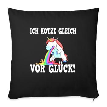 Im puking for happiness - unicorn JGA - Sofa pillowcase 17,3'' x 17,3'' (45 x 45 cm) - black - Front