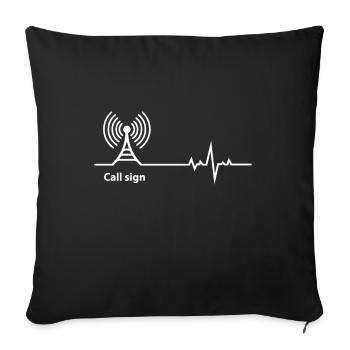 Amateur Ham Radio Operator Heartbeat Dad Gift - Sofa pillowcase 17,3'' x 17,3'' (45 x 45 cm) - black - Front