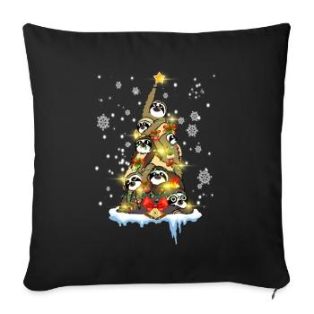 Christmas Sloth Pine Tree Funny Sloth Lovers - Sofa pillowcase 17,3'' x 17,3'' (45 x 45 cm) - black - Front