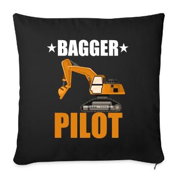 Bagger Pilot Shirt • Baggern • Bagger Geschenk - Sofakissenbezug 45 x 45 cm - Schwarz - Vorne