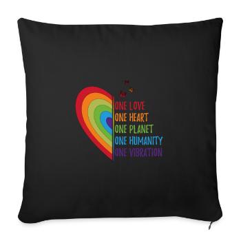 One love, one heart, one planet, one humanity - Sofa pillowcase 17,3'' x 17,3'' (45 x 45 cm) - black - Front