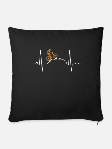 Battement de coeur VTT VTT - Housse de coussin décorative 45 x 45 cm - noir