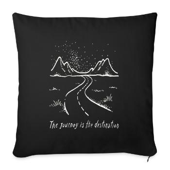 Le chemin est la destination roadtrip voyage vacances camper - Housse de coussin décorative 45 x 45 cm - noir - Devant