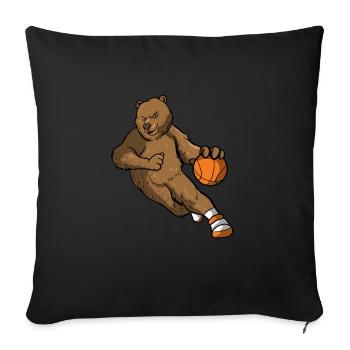 Bear basketball gift I basketball player brown bear - Sofa pillowcase 17,3'' x 17,3'' (45 x 45 cm) - black - Front