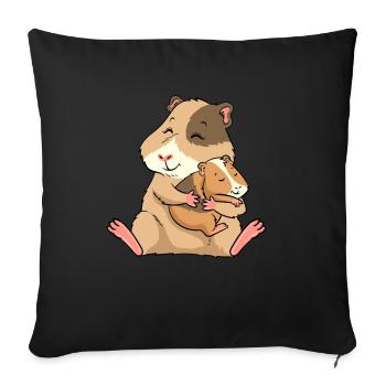 Guinea Pig Baby Young Mom - Sofa pillowcase 17,3'' x 17,3'' (45 x 45 cm) - black - Front