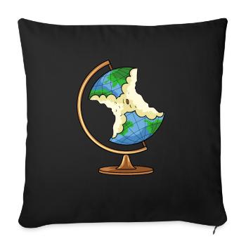 Globus Earth Apple Climate Protection Climate Change - Sofa pillowcase 17,3'' x 17,3'' (45 x 45 cm) - black - Front