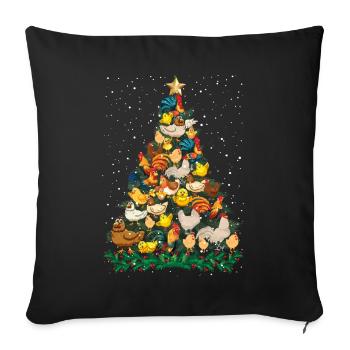 Christmas Chickens Pine Tree Funny Chicken T Shirt - Sofa pillowcase 17,3'' x 17,3'' (45 x 45 cm) - black - Front