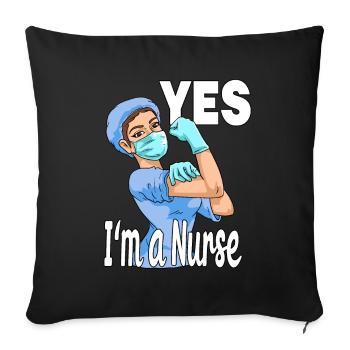 Infirmière de soins de santé drôle - Housse de coussin décorative 45 x 45 cm - noir - Devant
