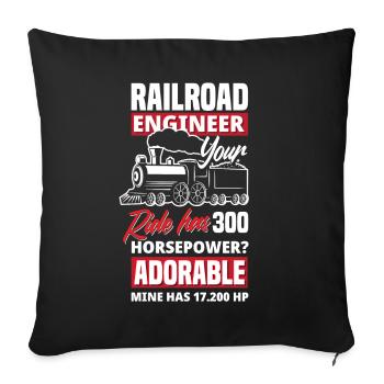 Train amant de train trains conducteur de train - Housse de coussin décorative 45 x 45 cm - noir - Devant